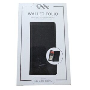 F4. Case-Mate Wallet Folio Case for LG V40 ThinQ - Black, Genuine Leather
